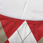 Beige Red And White Argyle Pattern Print Sofa Cover