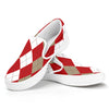 Beige Red And White Argyle Pattern Print White Slip On Shoes