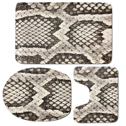Beige Snakeskin Print 3 Piece Bath Mat Set