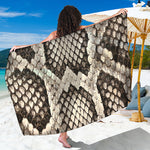 Beige Snakeskin Print Beach Sarong Wrap