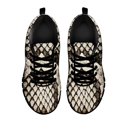 Beige Snakeskin Print Black Sneakers