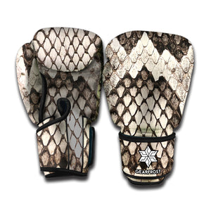 Beige Snakeskin Print Boxing Gloves