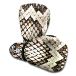 Beige Snakeskin Print Boxing Gloves