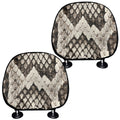 Beige Snakeskin Print Car Headrest Covers