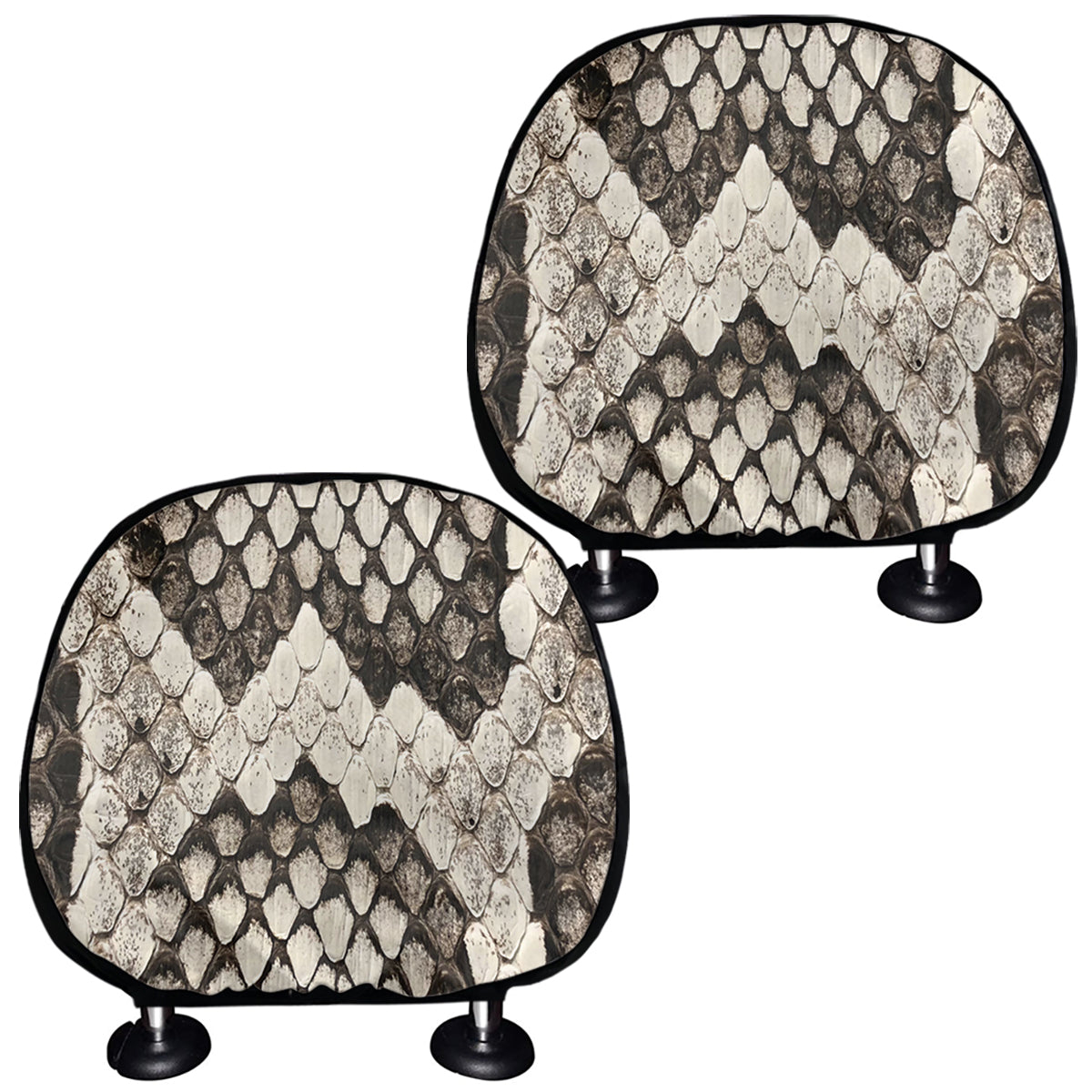 Beige Snakeskin Print Car Headrest Covers
