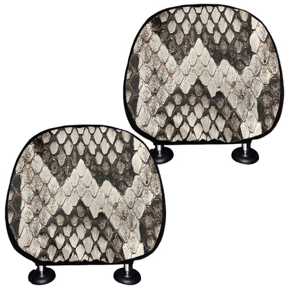 Beige Snakeskin Print Car Headrest Covers