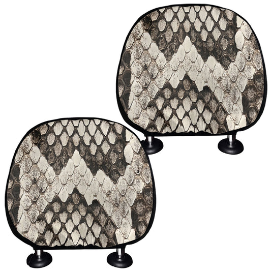 Beige Snakeskin Print Car Headrest Covers