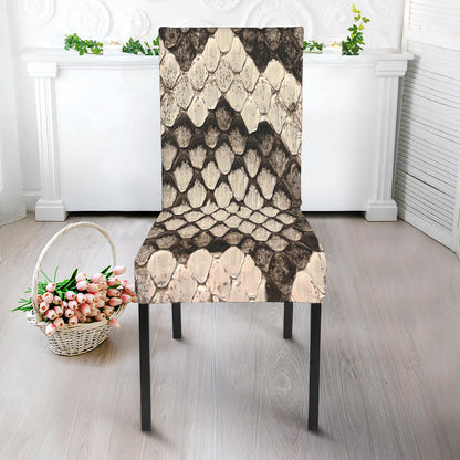 Beige Snakeskin Print Dining Chair Slipcover