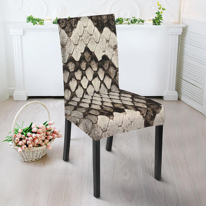 Beige Snakeskin Print Dining Chair Slipcover