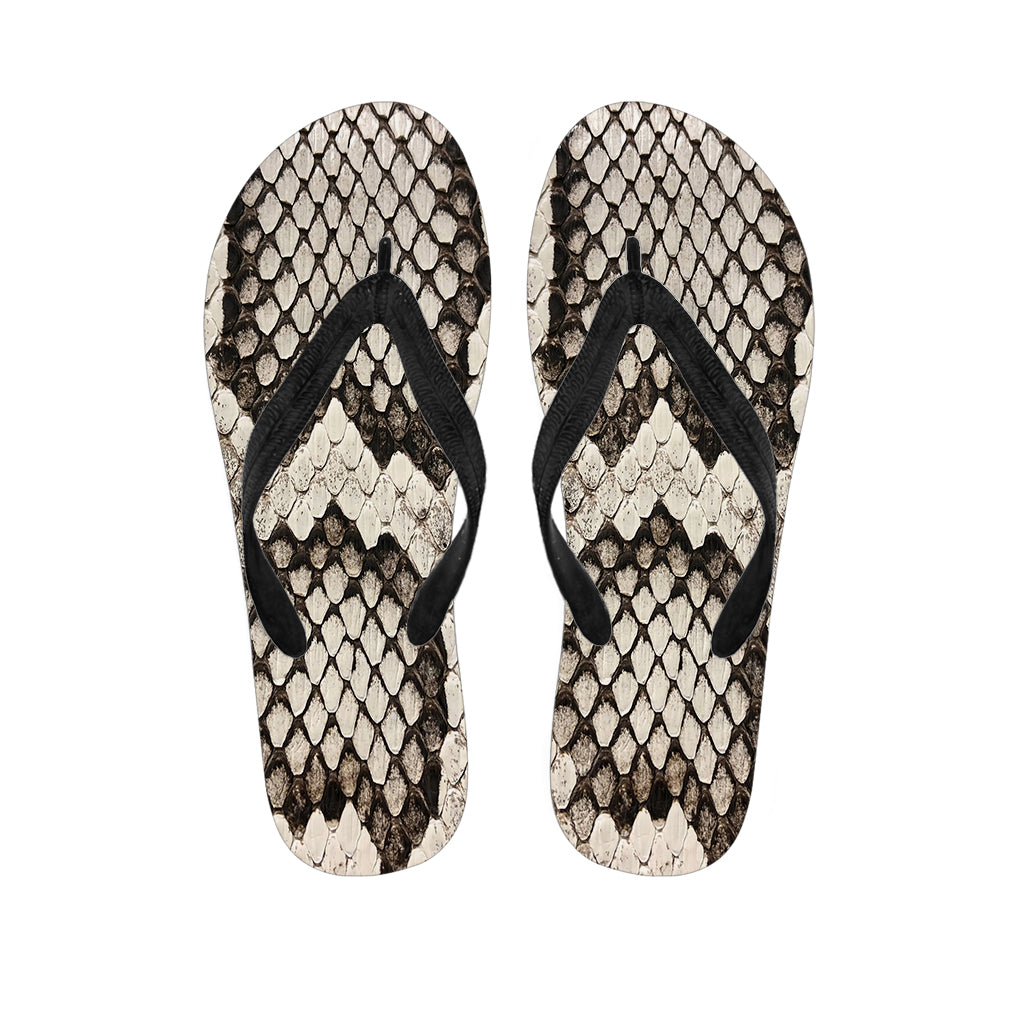 Beige Snakeskin Print Flip Flops