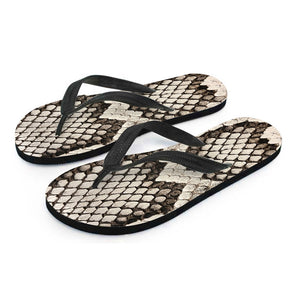 Beige Snakeskin Print Flip Flops