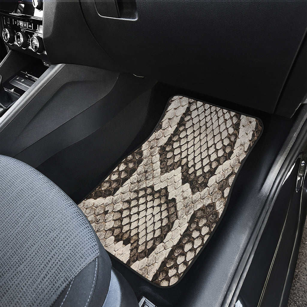 Beige Snakeskin Print Front and Back Car Floor Mats