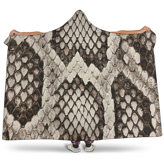 Beige Snakeskin Print Hooded Blanket