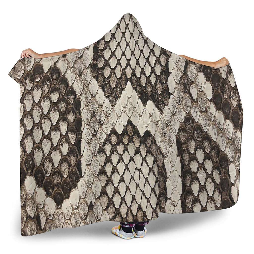 Beige Snakeskin Print Hooded Blanket