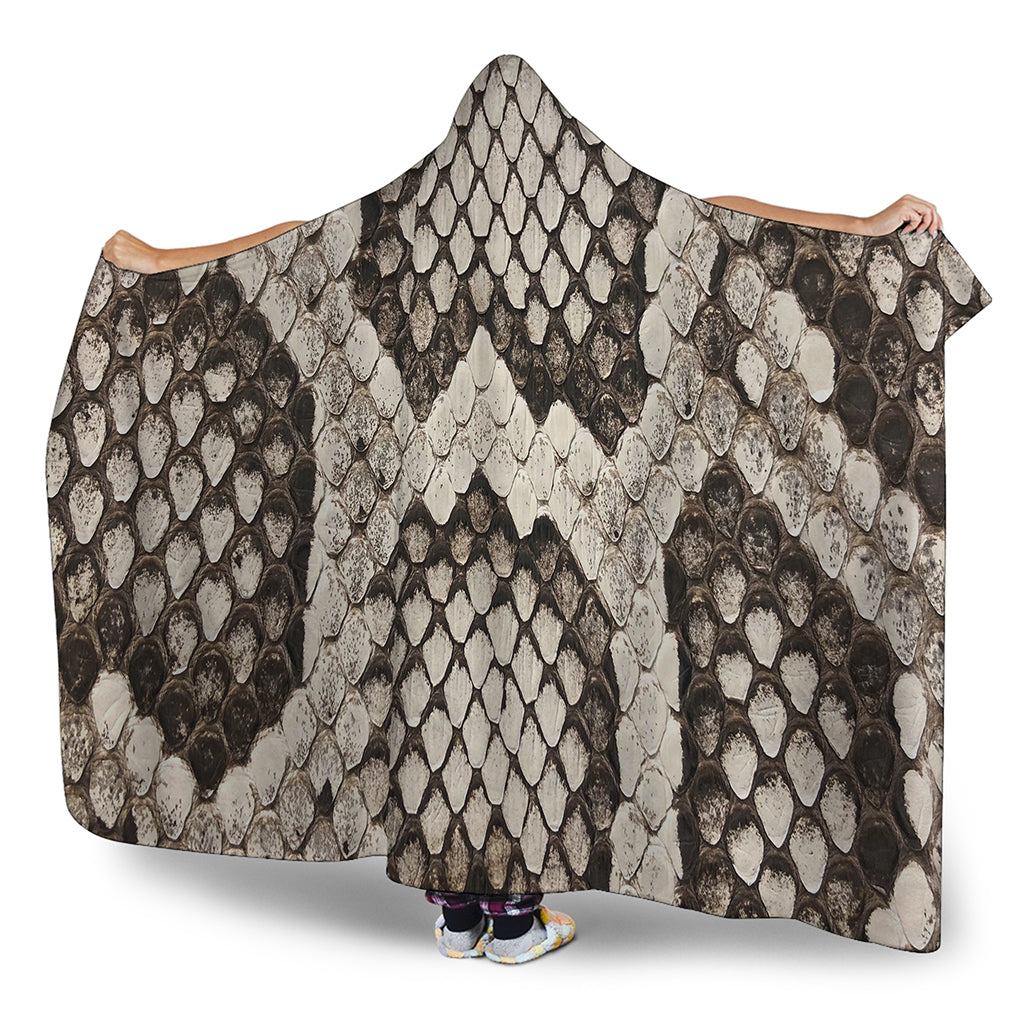 Beige Snakeskin Print Hooded Blanket