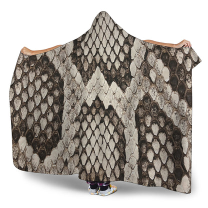 Beige Snakeskin Print Hooded Blanket