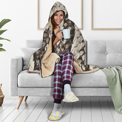 Beige Snakeskin Print Hooded Blanket