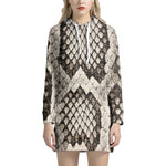 Beige Snakeskin Print Hoodie Dress