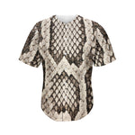 Beige Snakeskin Print Men's Baseball Jersey