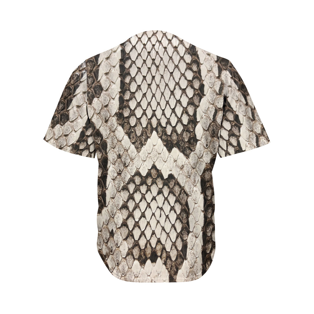 Beige Snakeskin Print Men's Baseball Jersey