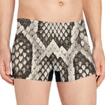 Beige Snakeskin Print Men's Boxer Briefs