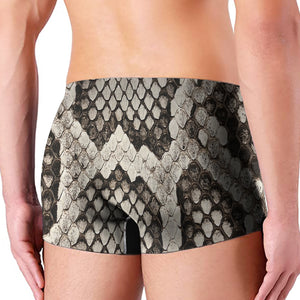 Beige Snakeskin Print Men's Boxer Briefs