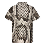 Beige Snakeskin Print Men's Short Sleeve Shirt