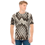 Beige Snakeskin Print Men's T-Shirt