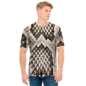 Beige Snakeskin Print Men's T-Shirt