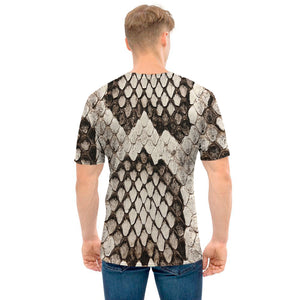 Beige Snakeskin Print Men's T-Shirt