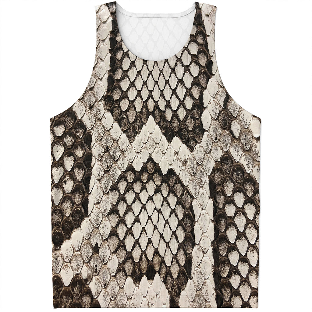 Beige Snakeskin Print Men's Tank Top