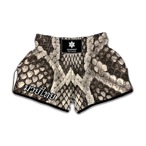 Beige Snakeskin Print Muay Thai Boxing Shorts