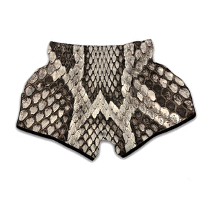 Beige Snakeskin Print Muay Thai Boxing Shorts