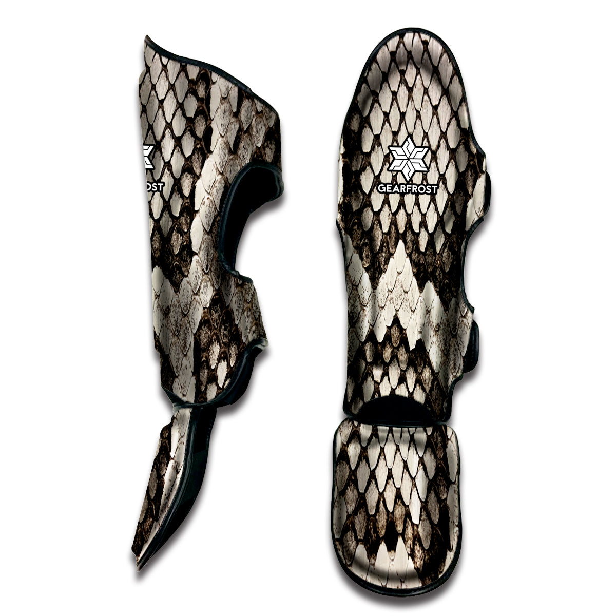 Beige Snakeskin Print Muay Thai Shin Guard