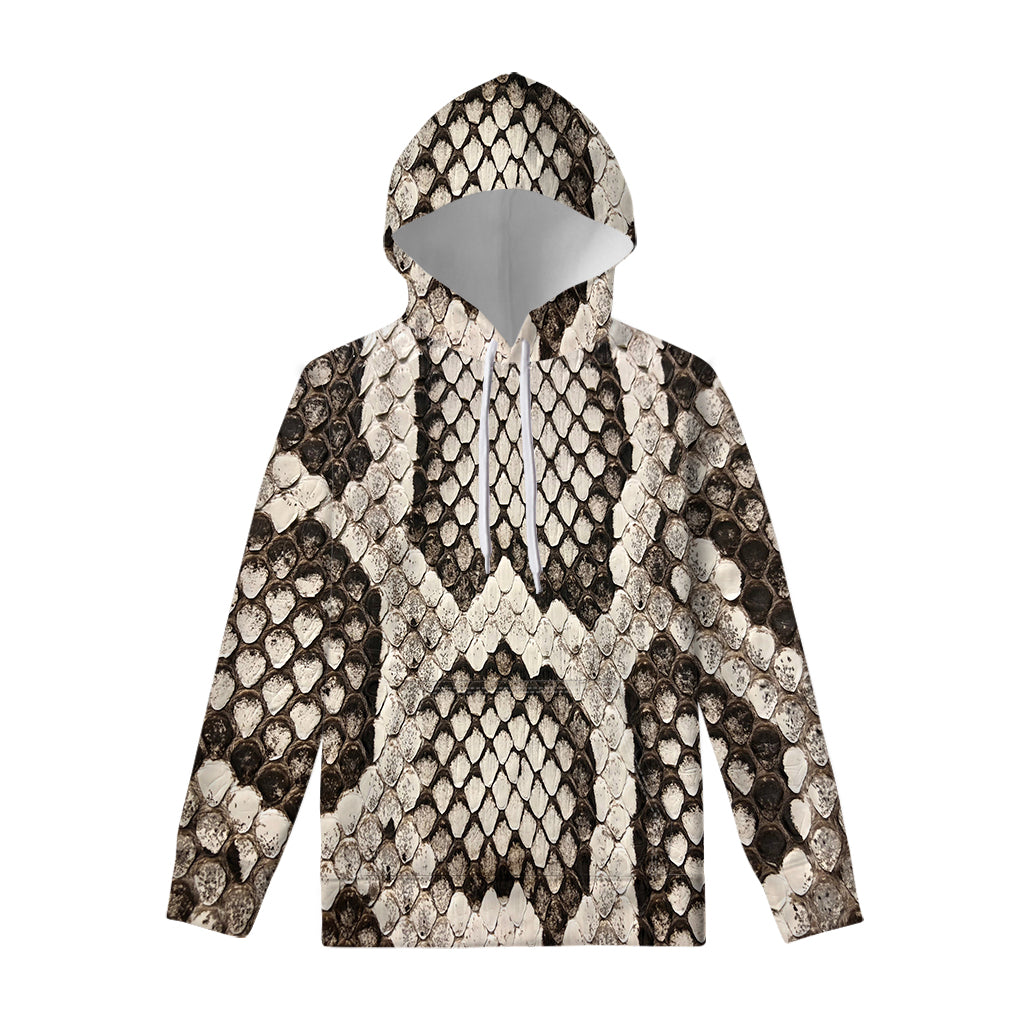 Beige Snakeskin Print Pullover Hoodie