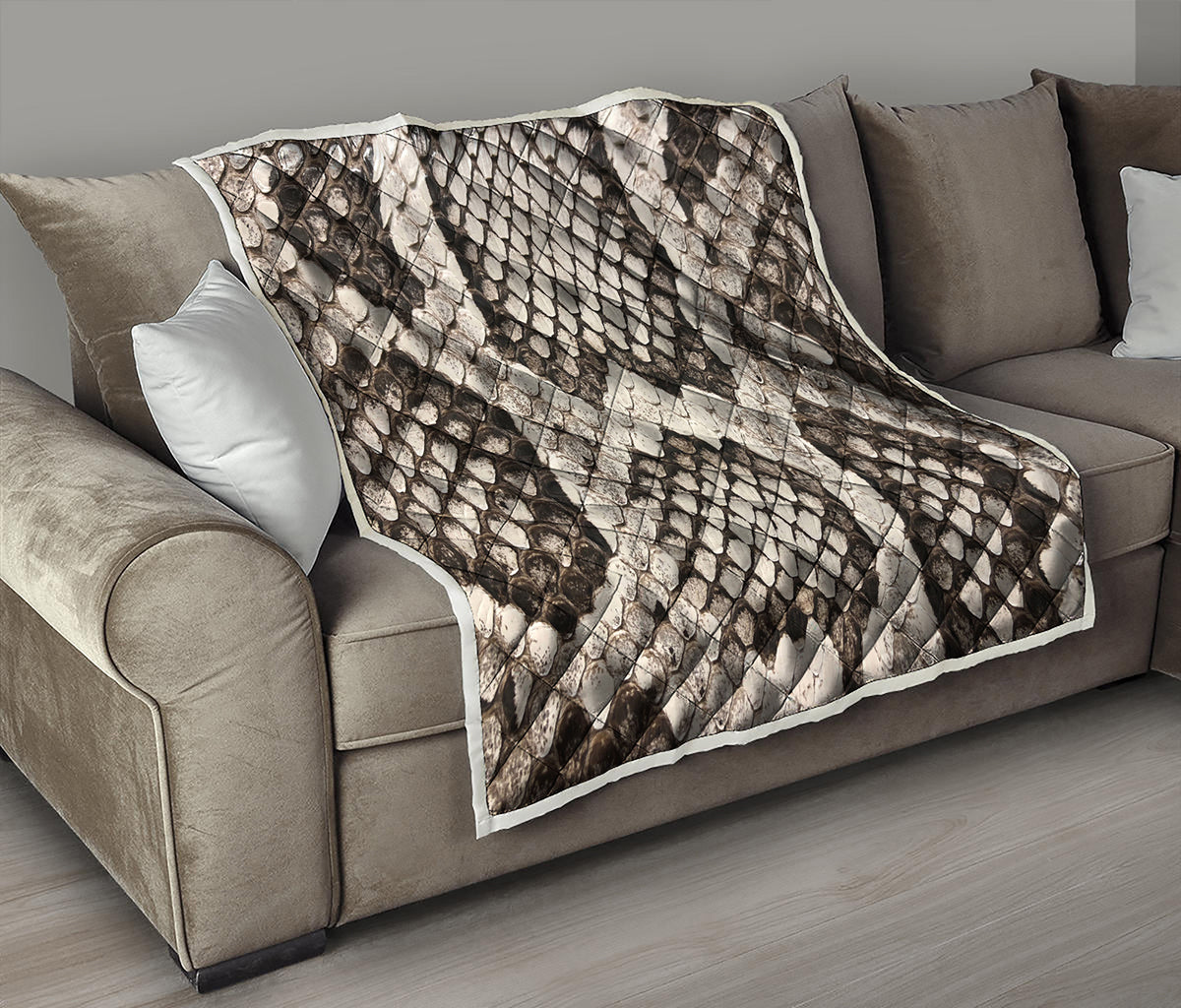Beige Snakeskin Print Quilt