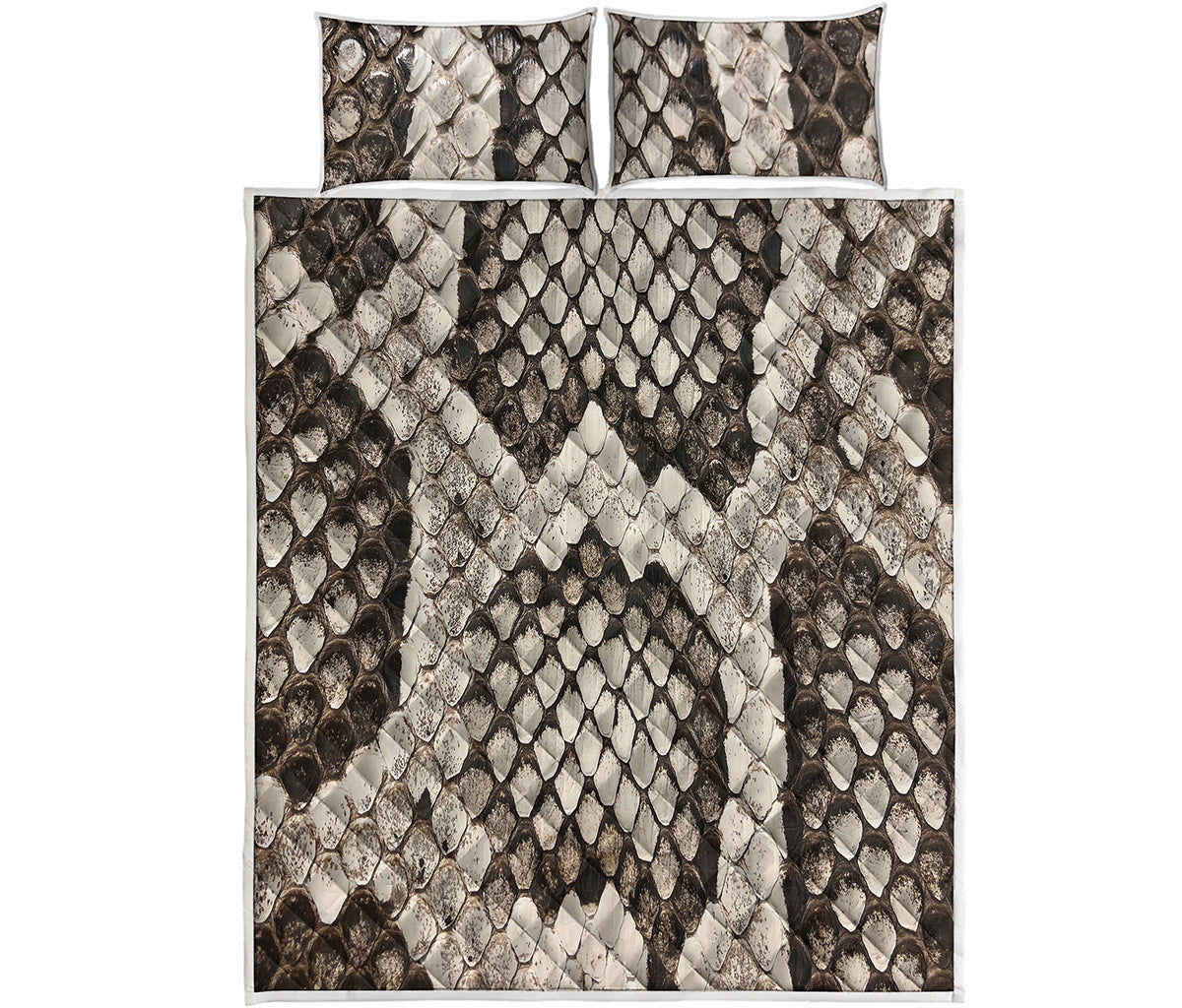Beige Snakeskin Print Quilt Bed Set