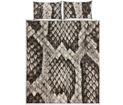 Beige Snakeskin Print Quilt Bed Set