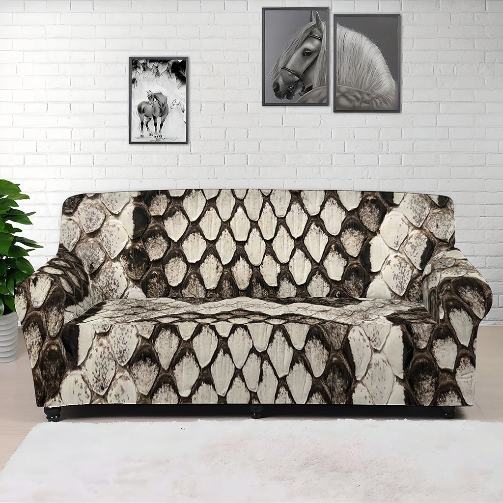 Beige Snakeskin Print Sofa Cover