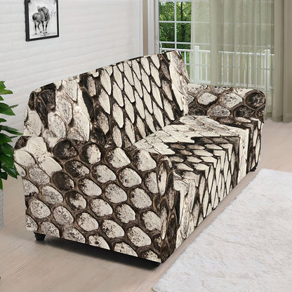 Beige Snakeskin Print Sofa Cover