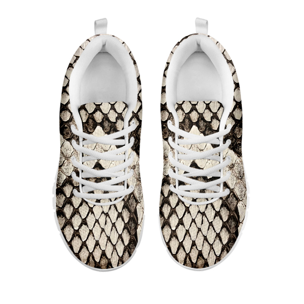 Beige Snakeskin Print White Sneakers