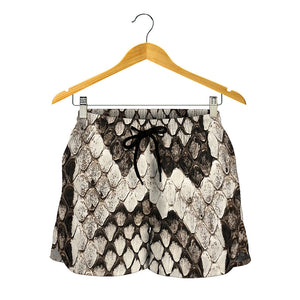 Beige Snakeskin Print Women's Shorts