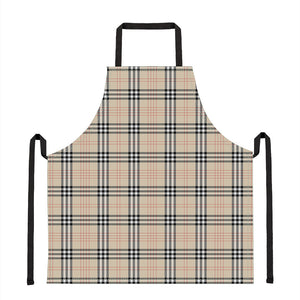 Beige Tartan Pattern Print Apron