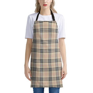 Beige Tartan Pattern Print Apron