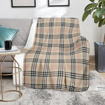 Beige Tartan Pattern Print Blanket