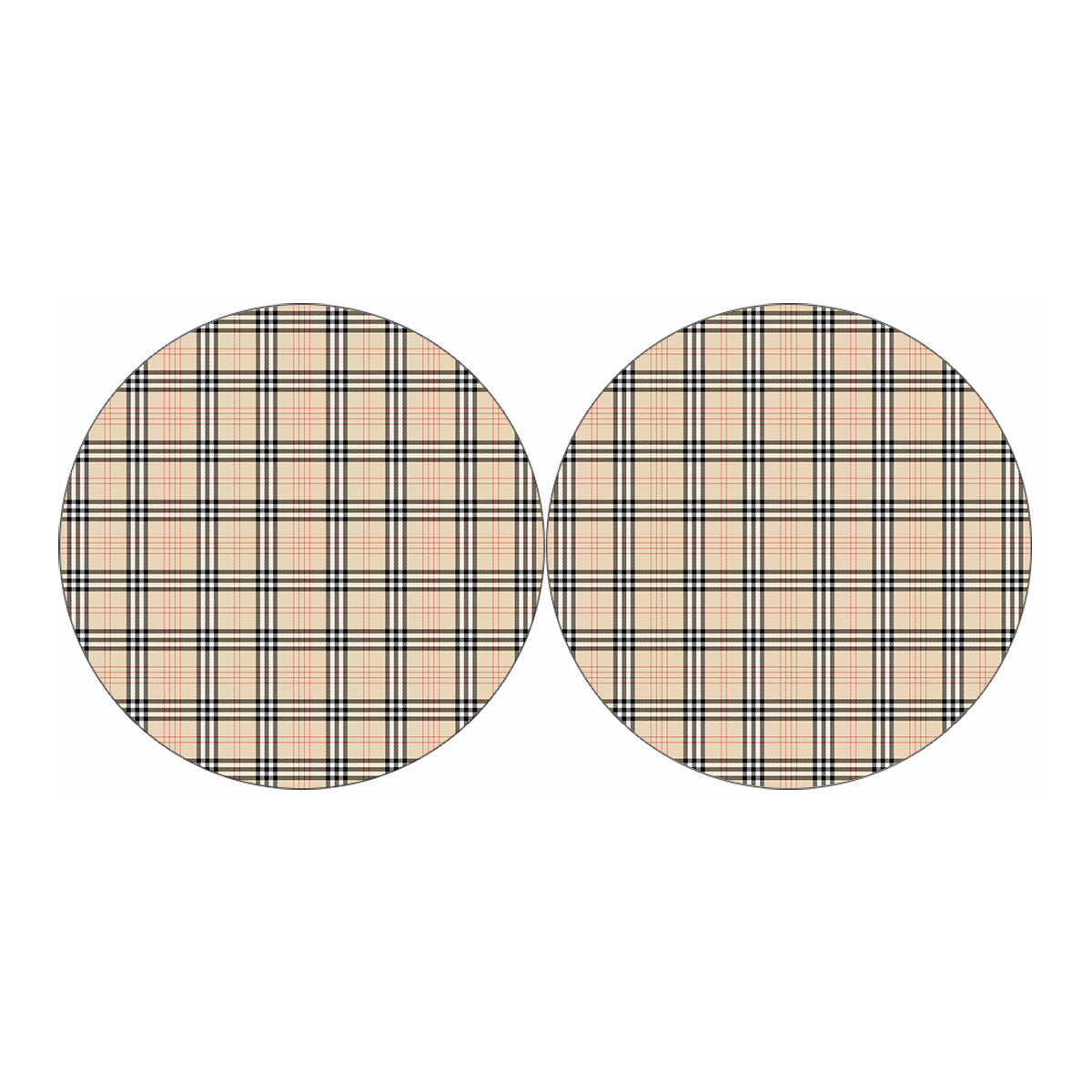 Beige Tartan Pattern Print Car Coasters