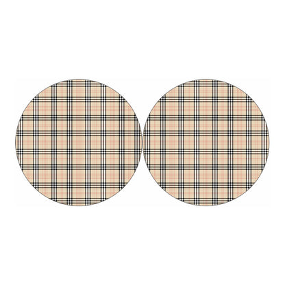 Beige Tartan Pattern Print Car Coasters