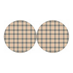 Beige Tartan Pattern Print Car Coasters