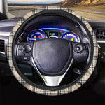 Beige Tartan Pattern Print Car Steering Wheel Cover