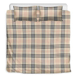 Beige Tartan Pattern Print Duvet Cover Bedding Set